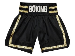 Personalised Gold Boxing Trunks : KNBSH-032-Black-Gold